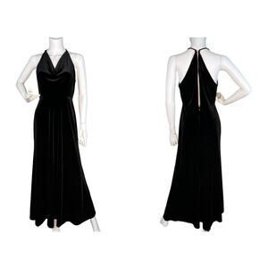 Jenny Yoo Size 10 Sullivan Cowl Neck Velvet Sleeveless Maxi Dress Gown Black